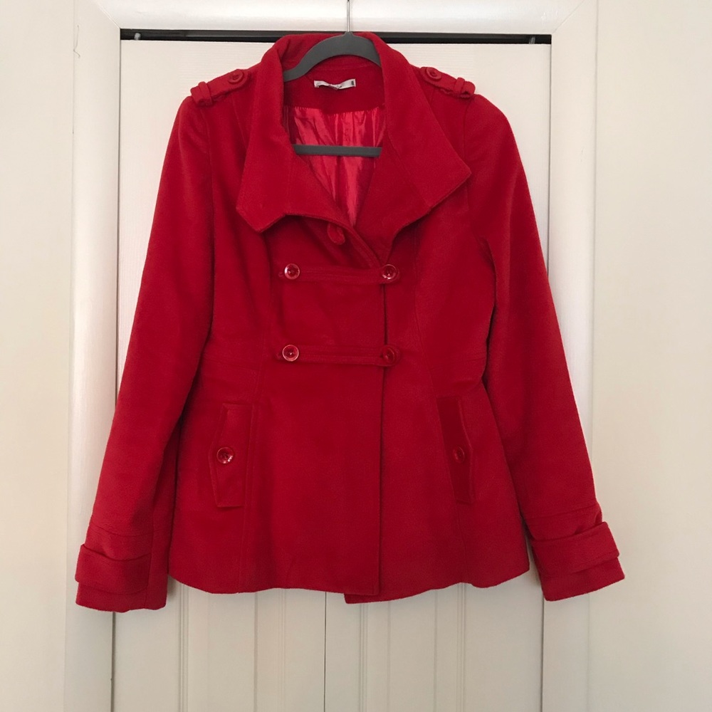 Papaya Red Pea Coat